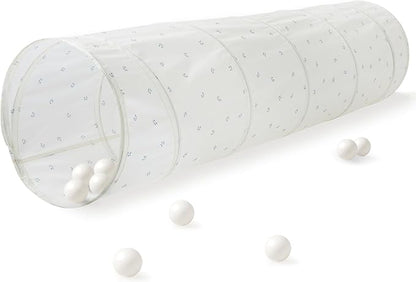3 Sprouts Kids Play Tunnel - Pop Up Collapsible Tunnels with Recycled Fabric - Fun Crawling Tunnel for Toddler, Baby, Children to Crawl Through, Gross Motor Toy for Indoor Play - Blueberry Ivory