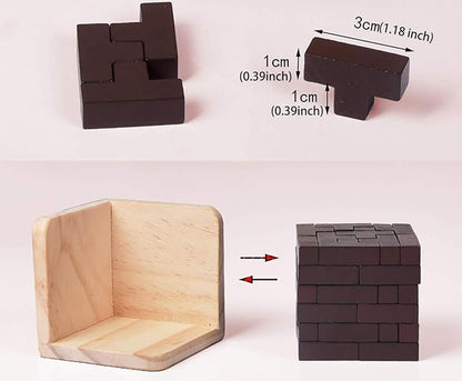 Wooden Brain Teaser Puzzle Cube Stress Relief Toys for Kids Adults Wooden Puzzles T-Shaped Jigsaw Logic Puzzle Educational Toy for Children Teenagers by AHYUAN (Coffee)