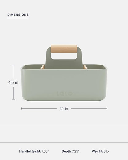 Lalo The Caddy - Multi-Purpose Storage Solution with Removable Dividers, Perfect as a Diaper Caddy, Bath Time Organizer & Art Caddy, BPA-Free, Multiple Compartments - Sage