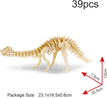 Georgie Porgy 3D Wooden Puzzles for Kids Toys Construction Woodcraft Kits DIY Model Puzzle Kits Birthday Gifts Pack of 3 (Parasaurolophus Apatosaurus Triceratops)