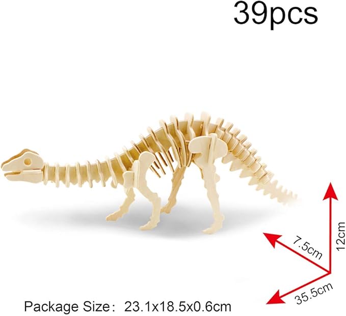 Georgie Porgy 3D Wooden Puzzles DIY Models Kits for Kids Dinosaur Airplane Woodcraft Construction Toys Pack of 6 (T-Rex Triceratops Spinosaurus Parasaurolophus Apatosaurus Stegosaurus)