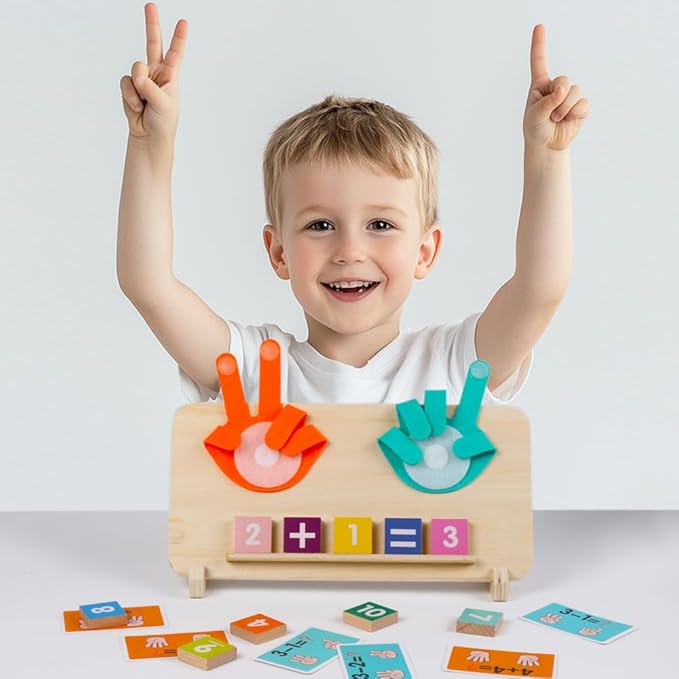 ALLABC Finger Math Manipulatives Number Counting Blocks, Montessori Educational Math Toys for Toddlers 3-6, Preschool Number Learning Toys for Boy & Girl Age 3,4,5 Years Old (Single Side Edition)