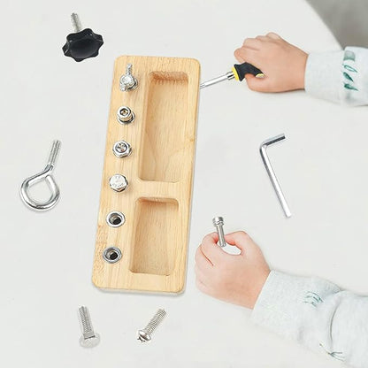 14 Pcs Kids Montessori Screwdriver Board Set, Wooden Screw Driver Activities Tools Montessori Toys for 3 4 5 Year Old, Basic Skills Educational Sensory Learning Toy for Kids Toddlers Preschool