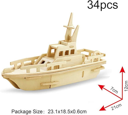 Georgie Porgy 3D Wooden Puzzles for Kids Toys Construction Woodcraft Kits DIY Model Puzzle Kits Birthday Gifts Pack of 2 (Civil Airplane Yacht)