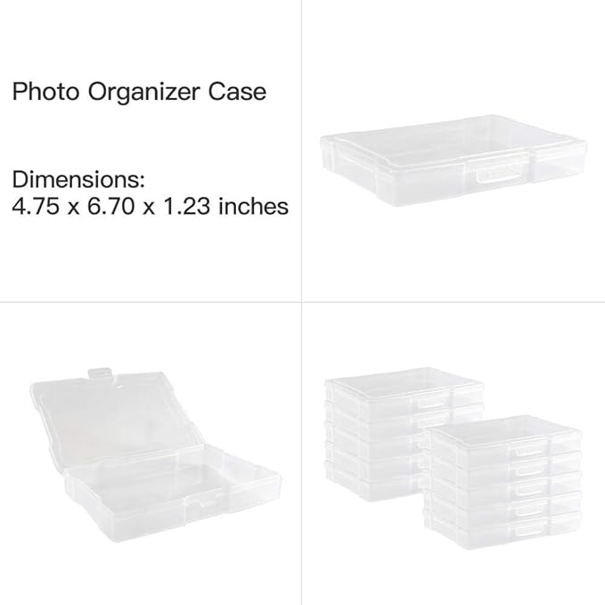 novelinks Photo Case 4" x 6" Photo Storage Box - 10 Inner Picture Storage Container (Black, 2 Pack)