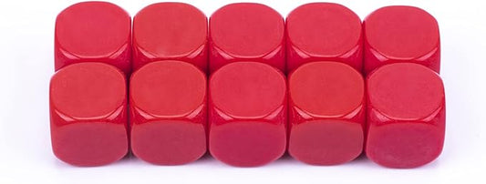 22MM Rounded Blank Six Sided Dice Lianshi Teaching Created Sesources Game Teaching Plastic Cubes Four Colors Choosable (10Pcs, Red)