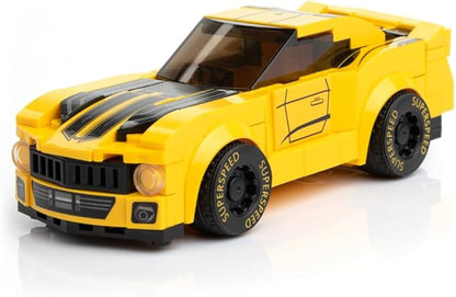 Block Builder Racing Car Building Block Set. Racing Car Building Blocks for Kids and Adults (Yellow)