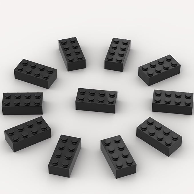 500 Piece Black 2x4 Bricks Bulk, Classic Building Block Flat, Compatible with Lego Parts and Pieces, MOC Building Bricks DIY Play Set for Kids Age 6+