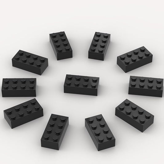 500 Piece Black 2x4 Bricks Bulk, Classic Building Block Flat, Compatible with Lego Parts and Pieces, MOC Building Bricks DIY Play Set for Kids Age 6+