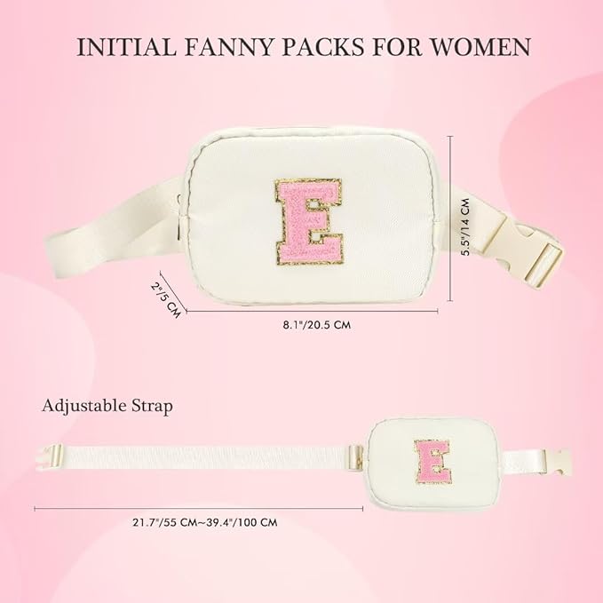 YOOLIFE Initial Belt Bag for Women - Crossbody Bags for Women Fanny Pack Cross body Bag for Women White Letter Everywhere Belt Bag Monogrammed Crossbody Bag R, Small, Beige