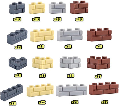 Wall Classic Bricks Parts and Pieces: 340 PCS Masonry Profile Accessories Building Block Sets(Mix)