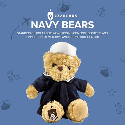 ZZZ Bears Sailor Sleeptight Navy Teddy Bear with Storybook & Sleep System, Comforting Gift for Navy Kids, Helps with Bedtime Routine, Deployment Separation & Emotional Support