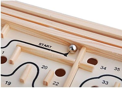 Topwon Wood Labyrinth Table Maze/Balance Board Table Maze Solitaire Game for Kids and Adults - Large - Great Gift