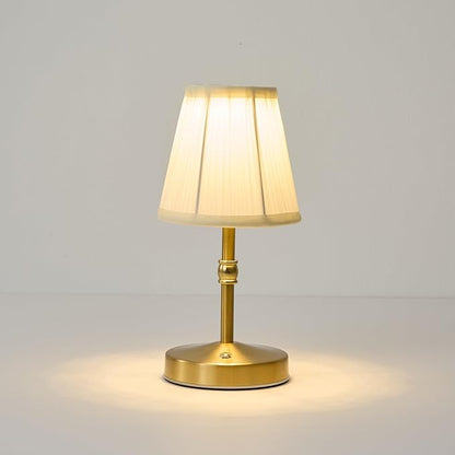 5w Led Cordless Mini Lamps,3000 mah Battery Operated Lamp,3 Color Temperature Dimmable Table Lamp,Gold Rechargeable Table Lamp Fabric,Aesthetic Small kitchen Lamp for Counter,Restaurant,Bar,H9.8"