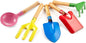 Kids Gardening Tools Set, 5PCS Gardening Tools for Kids Metal with Sturdy Wooden Handle Safe Gardening Tools 8" Children Beach Sandbox Toy