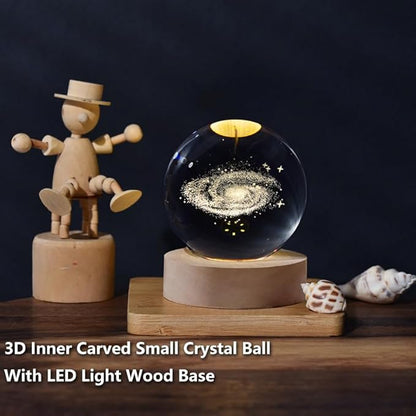 3D Galaxy Globe Crystal Ball, Laser Engraved Planet Model Astronomy Sphere Decor, 2.4" Paperweight Crystal Universe Gifts for Kids, Space Model Collectors