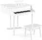 Goplus 30-Key Classical Kids Piano, Mini Grand Piano Wooden Learn-to-Play Musical Instrument Toy with Bench, Piano Lid, Music Rack, Gift for Boys Girls Aged 2+ Baby Toddler(3 Straight Leg-White)