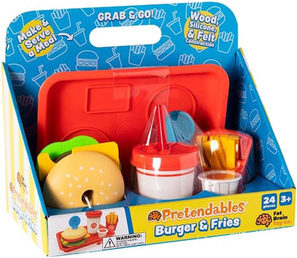 Fat Brain Toys Pretendables Burger & Fries - Imaginative Play Food Set for Ages 3 to 7