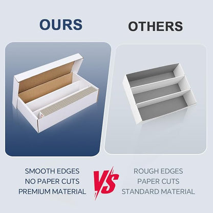 CROSSDESIGN Trading Card Box Storage | w/ 3 Divider Corrugated Cardboard | for Top Loader Organizer Sorting Tray Box & MTG, TCG Sports Cards & Coin | Holds 3000 Count