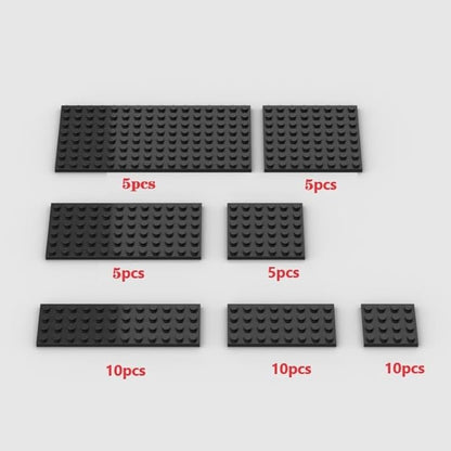 Classic Building Plate Pack - 50pc Black Bulk Base Plates, Compatible with Lego, Building Bricks (Color: Black)