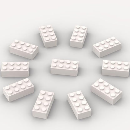 500 Piece Bulk 2x4 Building Bricks, Compatible with Lego, Flat White Bricks