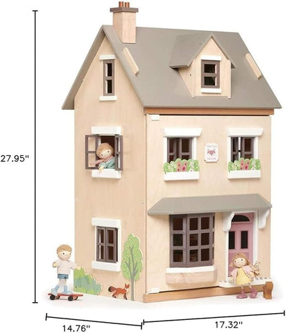 Tender Leaf Toys - Foxtail Villa - Furnished 27.95” Tall Town Style Pretend Play Doll House - Encourage Creative and Imaginative Fun Play for Children 3+