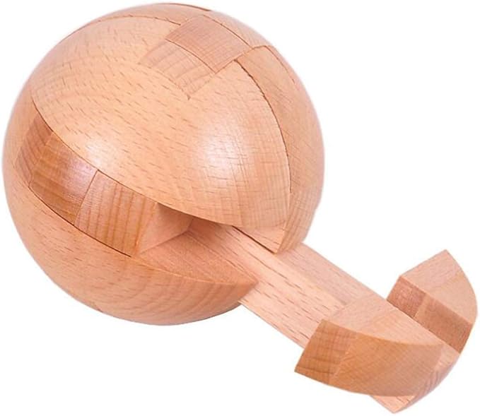 AHYUAN Handmade Wooden Puzzle Magic Ball Brain Teasers Toy Intelligence IQ Games 3D Sphere Puzzles for Children and Adults (3 x 3 x 3 inch)