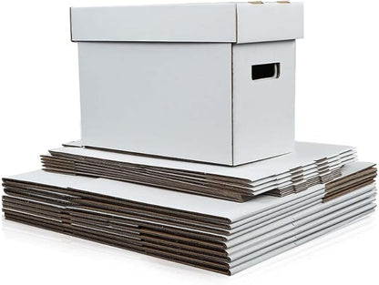 CROSSDESIGN 10 Pack Box Storage for Storing Small Items/Books/Kitchen/Supplies/Card, Corrugated Board Holds 150-175 Comics Collapsible/Stackable