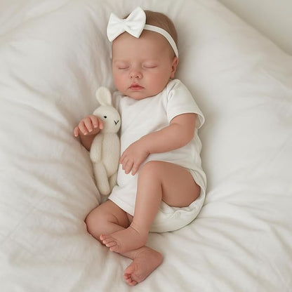 SCOM Lifelike Reborn Baby Dolls - 18 Inch Sleeping Real Life Realistic Newborn Baby Doll with Soft Cloth Body, Sleeping Eyes and Cute Feeding Accessories Toy, Gift for 3+ Year Old Girls Boys Kids