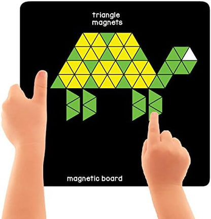 New Magnetic Puzzles : Triangles - Includes 250 Colorful Magnets 100 Puzzles Magnetic Board Display Stand