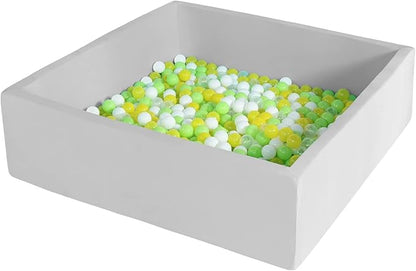 Extra Large Foam Ball Pit for Toddlers Kids Square Soft Ball Pool Ideal Gift Play Toy for Children Kiddie Pools - Light Gray