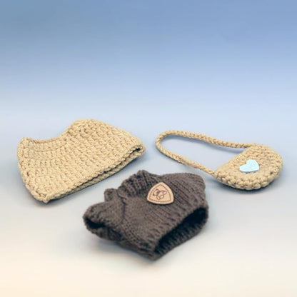 3 Set Doll Clothes Compatible with 15cm & 17cm, Fashion Clothes Crochet Cute Outfit for Dolls (NO Doll)