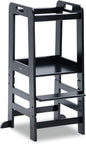 Hauck Learn N Explore Montessori Toddler Tower, Adjustable Wooden Kitchen & Bathroom Step Stool Helper for Home Use with Kids Ages 1+, Black