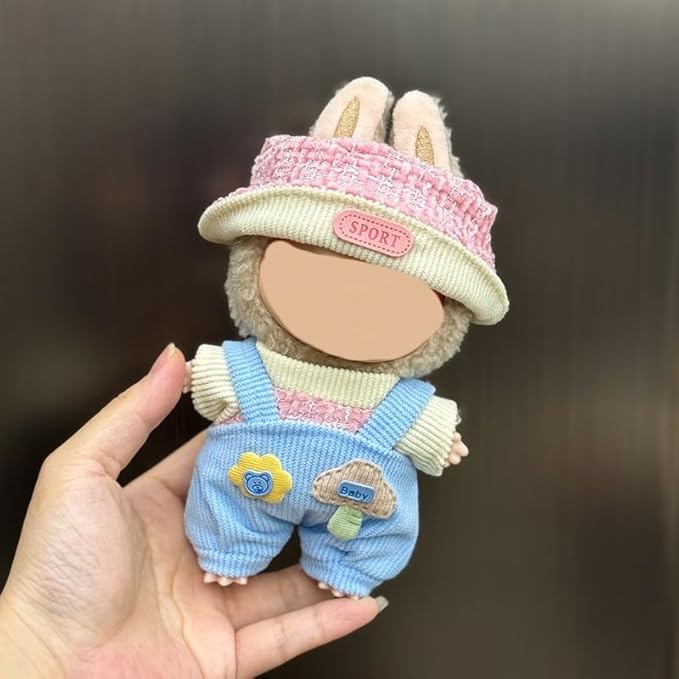 (2 Set) XMBYGY Doll Clothes for Labubu(for 17/15cm Standing/Sitting Doll)(NO Doll) - Accessories Clothes Dress up for Dolls Outfit Included Figures Clothing and Hat for Girl Woman (LB22+LB6)