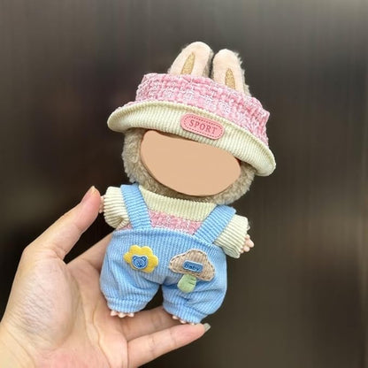 (2 Set) XMBYGY Doll Clothes for Labubu(for 17/15cm Standing/Sitting Doll)(NO Doll) - Accessories Clothes Dress up for Dolls Outfit Included Figures Clothing and Hat for Girl Woman (LB22+LB6)
