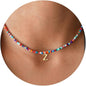 Yoosteel Colorful Beaded Initial Necklaces for Girls Gifts - Cute Initial Necklaces for Girls Kids Jewelry A-Z Letter Choker Necklace for Women Birthday Gifts for Teens Daughter Niece Granddaughter