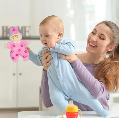 June Garden 9" My First Doll Hazel - Soft Plush Baby Doll with Rattle - Purple Outfit