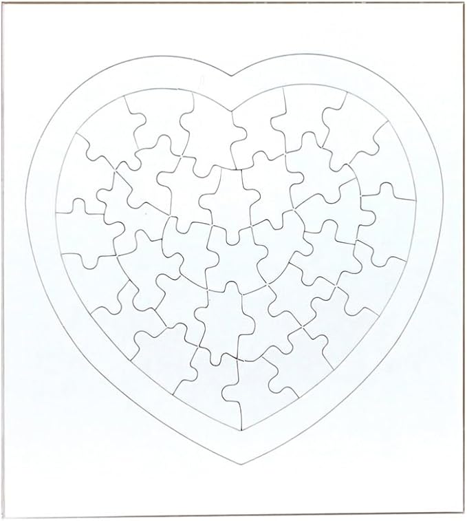 Hygloss 24 Blank Heart Puzzles – 8.5 x 9.5 Inches with Surrounding Frame – Ideal for Valentine’s Day Crafts – Write, Draw, and Decorate – 34 Pieces Each