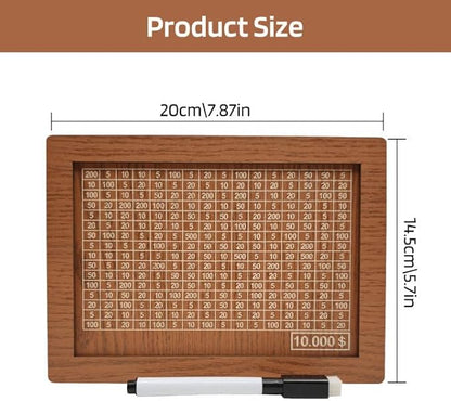 10000 Savings Challenge Box, Money Saving Box with Money Target and Numbers, Cash Vault Wooden Savings Box, Wooden Money Box, Coin Counter Piggy Bank for Adults, Wooden Coin Bank for Kids 10,000