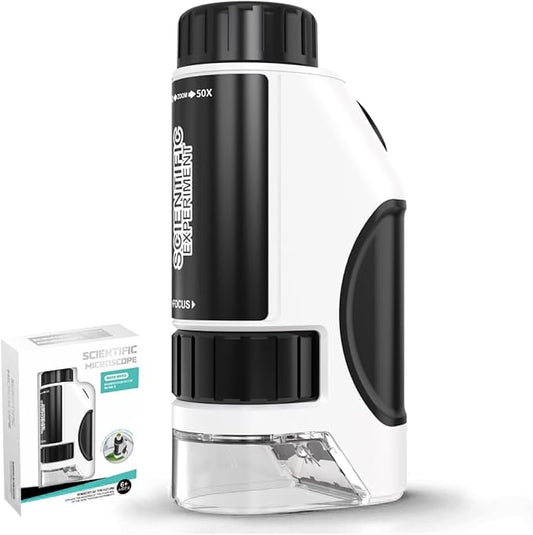Kids Microscope, 50x-300x Kids Magnifying Glass, Handheld Microscope for Kids Exploration, Educational Toys for Kids, Toddlers, Gift for Children