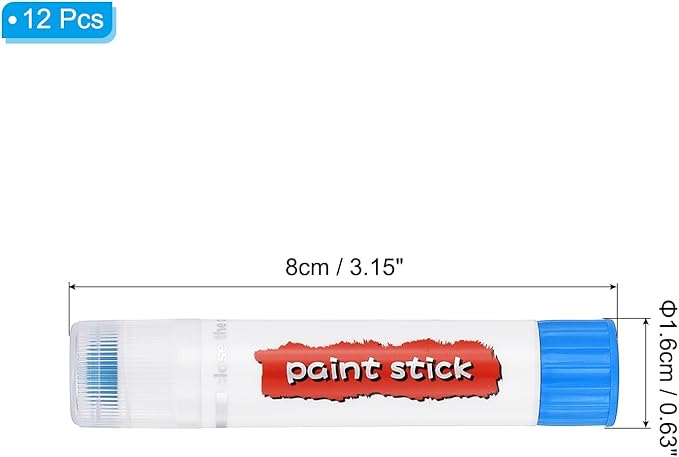 PATIKIL Tempera Paint Sticks, 12 Pcs Solid Tempera Paints Sticks Washable Bulk Markers Pen Quick Drying for Artists Beginners Art Supplies, Sky Blue