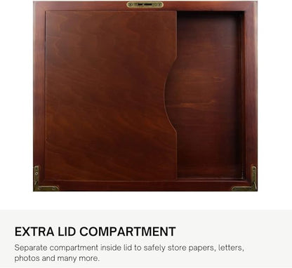 Antico Wooden Lockable Memory and Treasure Box for Keepsakes, Photos, Letters, Jewelry and More