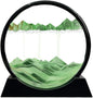 Aoderun Moving Sand Art Picture Round Glass 3D Deep Sea Sandscape in Motion Display Flowing Sand Frame Relaxing Desktop Home Office Work Decor (7", Green)