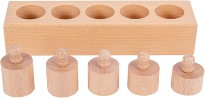 Montessori Toys for Babies 6-12 Months Wooden Knob Log Cylinder Blocks Development Sensory Toys for Toddlers Montessori Baby Games Educational Toys(4 Piece Set)