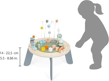 Janod J04402 Sweet Cocoon Wooden Activity Multi-Play Table Toddlers – Fine Motor Development – Non-Slip Feet – Water Painted and FSC Certified – Suitable for Age 1 Year and Above