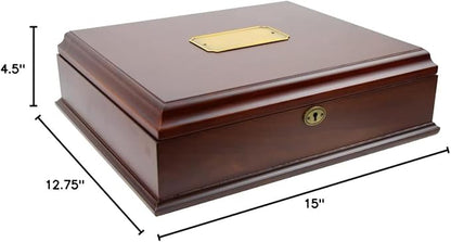 Antico Wooden Lockable Memory and Treasure Box for Keepsakes, Photos, Letters, Jewelry and More