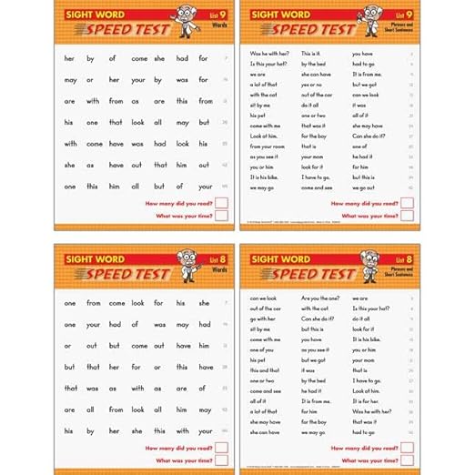 Really Good Stuff Sight Word Fluency Drills and Assessment Kit - 25 Cards