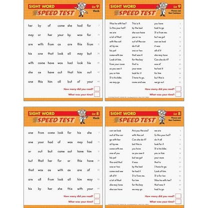 Really Good Stuff Sight Word Fluency Drills and Assessment Kit - 25 Cards