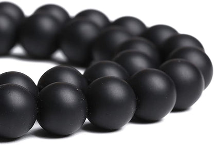 6MM 60PCS Natural Stone Matte Black Agate Loose Beads for Jewelry Making DIY Bracelet Necklace
