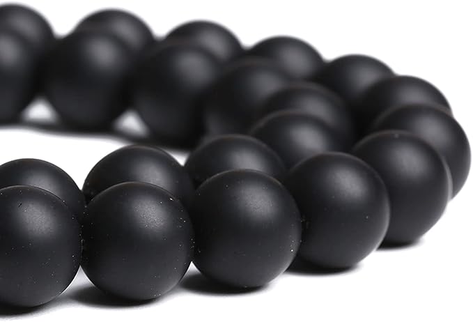 8MM 46PCS Natural Stone Matte Black Agate Loose Beads for Jewelry Making DIY Bracelet Necklace